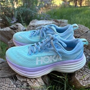 Hoka Bondi 8 Light Blue Running Shoes